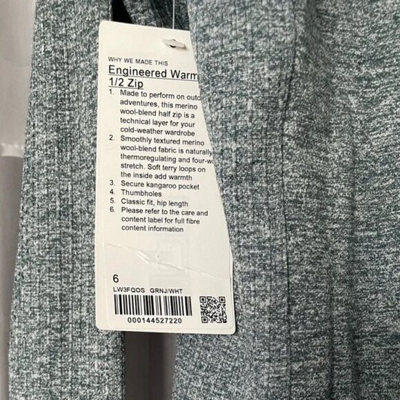 Lululemon Engineered Warmth Merino Wool 1/2 Half Zip NWT Size 6 - Picture 2 of 4